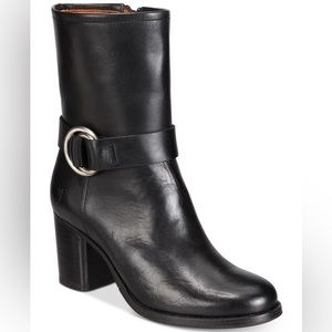 Frye Addie Harness Black Mid-Calf Italian Leather Boot size 8.5